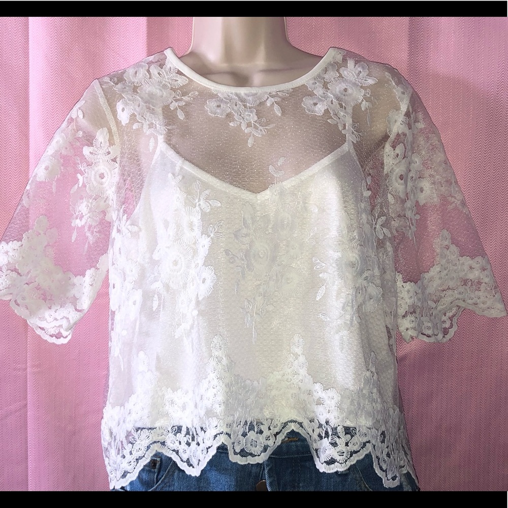 White lace shirt